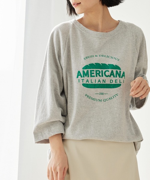 AMERICANA（アメリカーナ）の「【Americana】ベースボールTシャツ（Tシャツ/カットソー・レディース・オフホワイト/スミクロ/グレー系その他・FREE）」の3枚目の写真