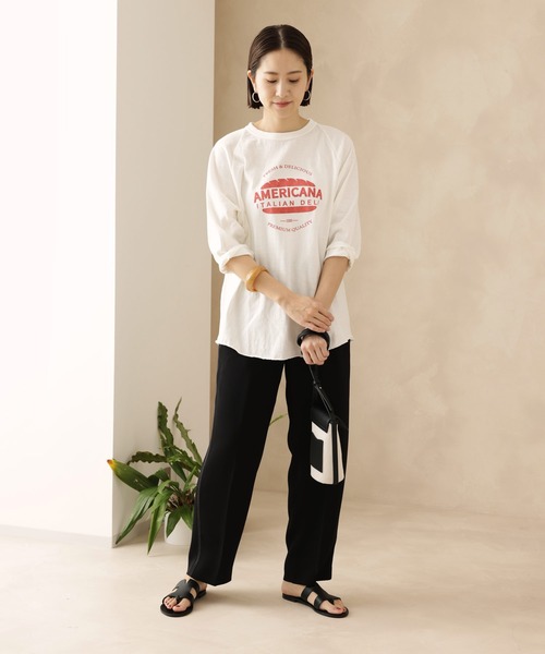 AMERICANA（アメリカーナ）の「【Americana】ベースボールTシャツ（Tシャツ/カットソー・レディース・オフホワイト/スミクロ/グレー系その他・FREE）」の8枚目の写真