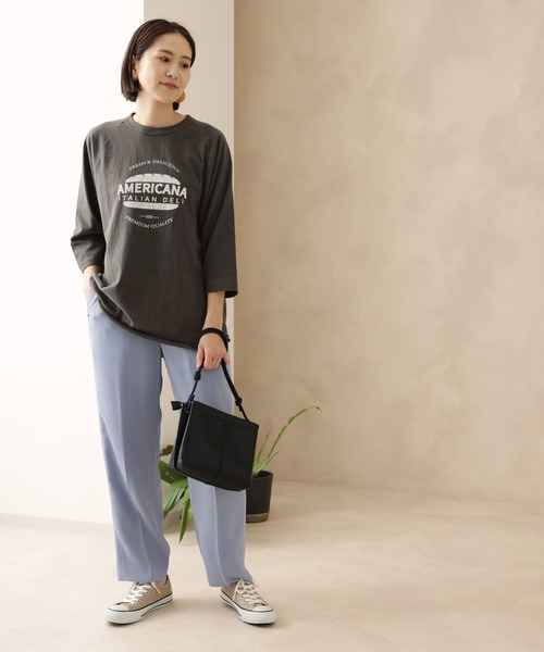 AMERICANA（アメリカーナ）の「【Americana】ベースボールTシャツ（Tシャツ/カットソー・レディース・オフホワイト/スミクロ/グレー系その他・FREE）」の14枚目の写真