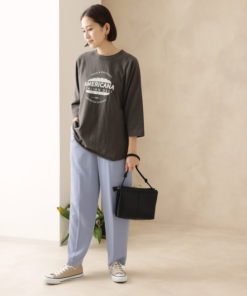 AMERICANA（アメリカーナ）の「【Americana】ベースボールTシャツ（Tシャツ/カットソー・レディース・オフホワイト/スミクロ/グレー系その他・FREE）」の5枚目の写真