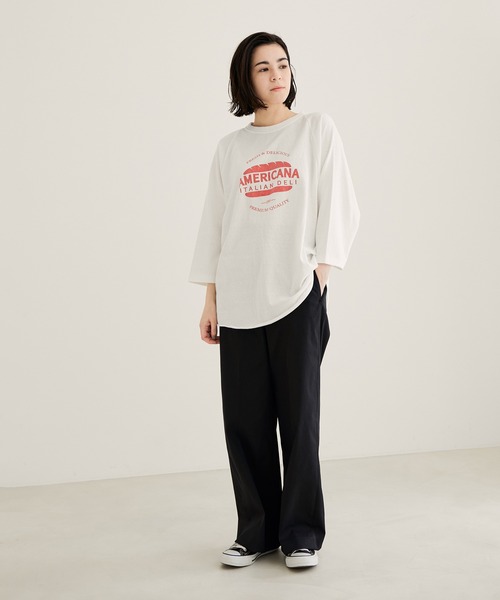 AMERICANA（アメリカーナ）の「【Americana】ベースボールTシャツ（Tシャツ/カットソー・レディース・オフホワイト/スミクロ/グレー系その他・FREE）」の19枚目の写真