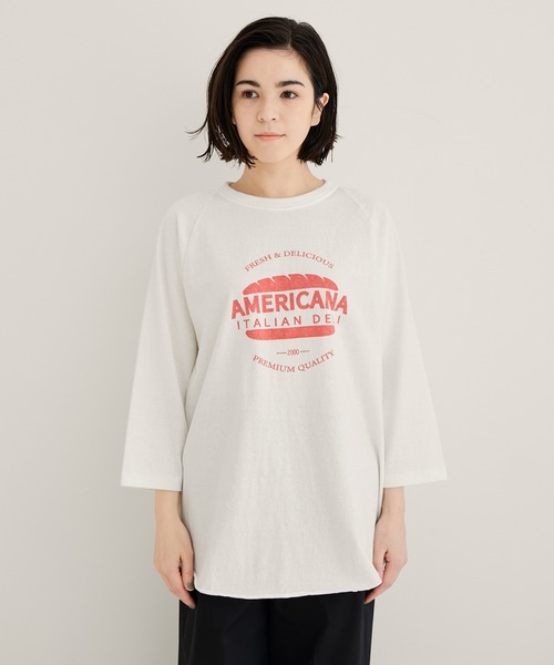 AMERICANA（アメリカーナ）の「【Americana】ベースボールTシャツ（Tシャツ/カットソー・レディース・オフホワイト/スミクロ/グレー系その他・FREE）」の22枚目の写真