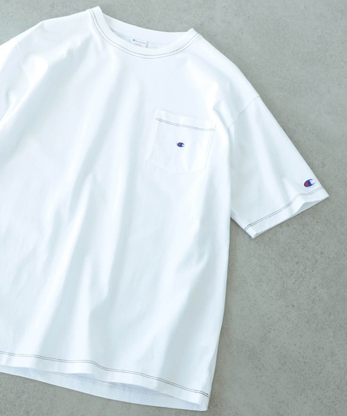 Champion（チャンピオン）の「Champion × BEAMS / 別注 Stitch Pocket T-Shirt（Tシャツ/カットソー・メンズ・ホワイト/パープル/ブラック・XL/L/S/M）」の2枚目の写真