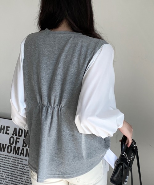 emi+(エミプラス)の「チェック柄ボリュームスリーブブラウス(Tシャツ/カットソー・レディース・ブラック/ネイビー/グレー/ブラック系その他2/ホワイト/ホワイト系その他/ブラック系その他/ベージュ・M/S/L)」の15枚目の写真