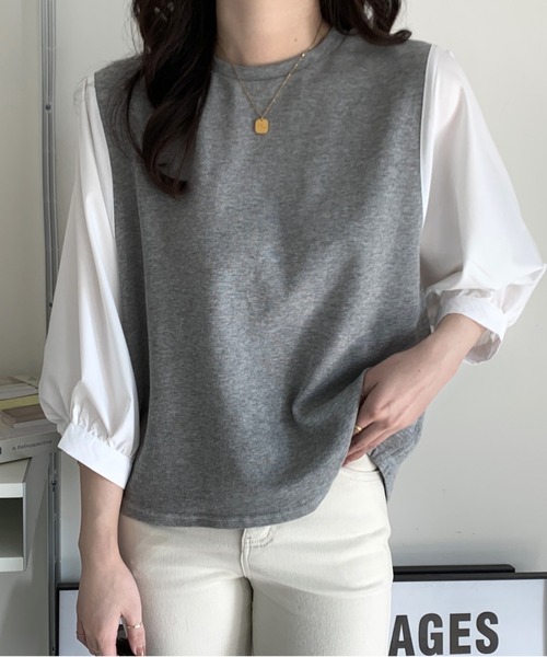 emi+(エミプラス)の「チェック柄ボリュームスリーブブラウス(Tシャツ/カットソー・レディース・ブラック/ネイビー/グレー/ブラック系その他2/ホワイト/ホワイト系その他/ブラック系その他/ベージュ・M/S/L)」の16枚目の写真