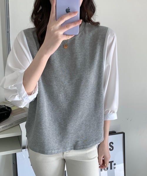 emi+(エミプラス)の「チェック柄ボリュームスリーブブラウス(Tシャツ/カットソー・レディース・ブラック/ネイビー/グレー/ブラック系その他2/ホワイト/ホワイト系その他/ブラック系その他/ベージュ・M/S/L)」の17枚目の写真