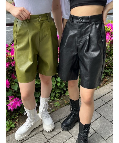 WC（ダブル シー）の「フェイクレザータックショートパンツ（その他パンツ・レディース・ブラック/グリーン・FREE）」の12枚目の写真