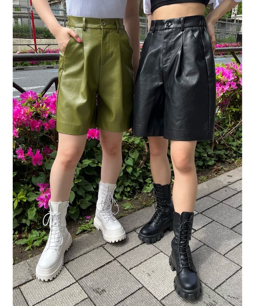 WC（ダブル シー）の「フェイクレザータックショートパンツ（その他パンツ・レディース・ブラック/グリーン・FREE）」の14枚目の写真