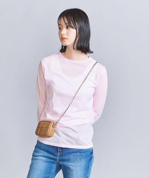 BYコットンナイロン天竺シアークルーネックTシャツ-ウォッシャブル-