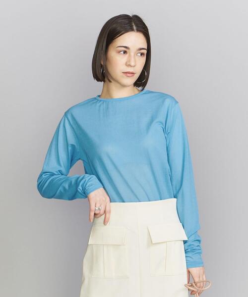 BYコットンナイロン天竺シアークルーネックTシャツ-ウォッシャブル-