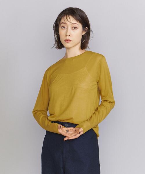 BYコットンナイロン天竺シアークルーネックTシャツ-ウォッシャブル-