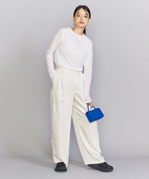 BEAUTY&YOUTH UNITED ARROWS（ビューティーアンドユースユナイテッドアローズ）の「BY コットンナイロン天竺 シアー クルーネック Tシャツ -ウォッシャブル-（Tシャツ/カットソー・レディース・ライトブルー/オフホワイト/イエロー/ダークブラウン/マスタード/ブラック/ケリー/ライラック・FREE）」の16枚目の写真