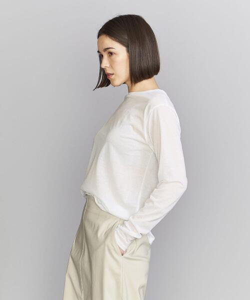BEAUTY&YOUTH UNITED ARROWS（ビューティーアンドユースユナイテッドアローズ）の「BY コットンナイロン天竺 シアー クルーネック Tシャツ -ウォッシャブル-（Tシャツ/カットソー・レディース・ライトブルー/オフホワイト/イエロー/ダークブラウン/マスタード/ブラック/ケリー/ライラック・FREE）」の17枚目の写真