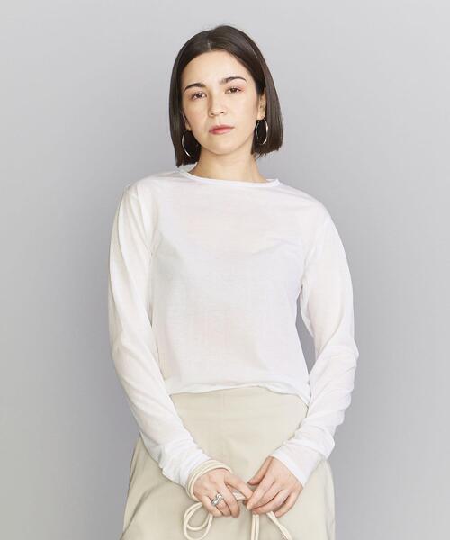 BEAUTY&YOUTH UNITED ARROWS(ビューティーアンドユースユナイテッドアローズ)の「BY コットンナイロン天竺 シアー クルーネック Tシャツ -ウォッシャブル-(Tシャツ/カットソー・レディース・オフホワイト/ライトブルー/イエロー・FREE)」の13枚目の写真