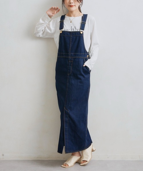 Chez toi(シェトワ)の「デニムナロージャンスカワンピース(ワンピース・レディース・ブラック/インディゴブルー/アイボリー・FREE)」の3枚目の写真
