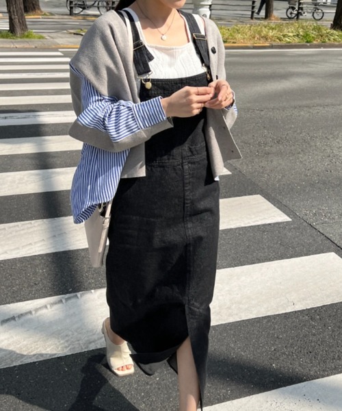 Chez toi(シェトワ)の「デニムナロージャンスカワンピース(ワンピース・レディース・ブラック/インディゴブルー/アイボリー・FREE)」の1枚目の写真