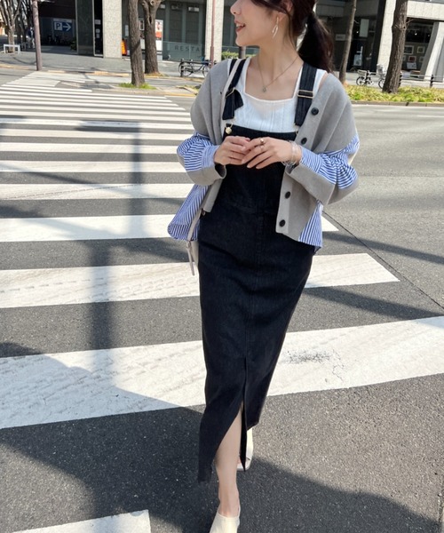 Chez toi(シェトワ)の「デニムナロージャンスカワンピース(ワンピース・レディース・ブラック/インディゴブルー/アイボリー・FREE)」の6枚目の写真