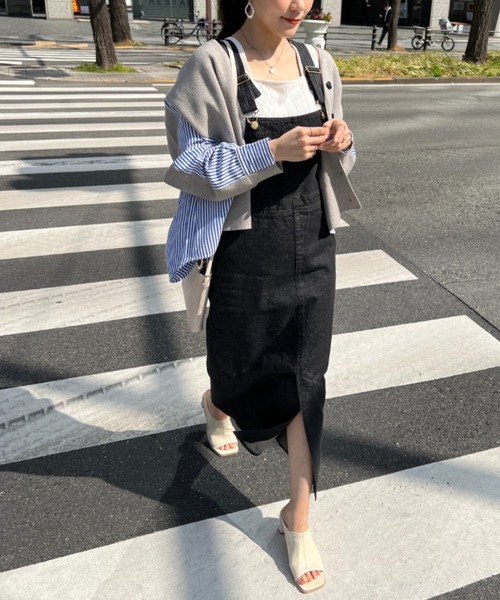 Chez toi(シェトワ)の「デニムナロージャンスカワンピース(ワンピース・レディース・ブラック/インディゴブルー/アイボリー・FREE)」の14枚目の写真