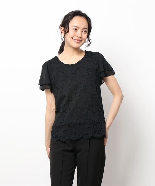 Lace Ladies(レースレディース)の「フロントレース シフォンスリーブ プルオーバー(シャツ/ブラウス・レディース・ホワイト/ネイビー/ブラック/グレー/アイボリー/ベージュ・XL/S/M/L)」の9枚目の写真