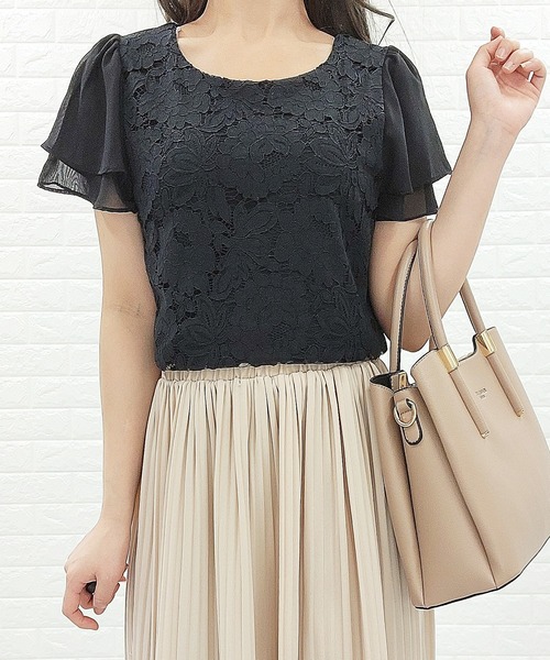 Lace Ladies(レースレディース)の「フロントレース シフォンスリーブ プルオーバー(シャツ/ブラウス・レディース・ホワイト/ネイビー/ブラック/グレー/アイボリー/ベージュ・XL/S/M/L)」の22枚目の写真