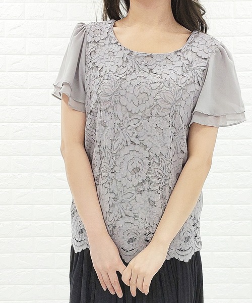 Lace Ladies(レースレディース)の「フロントレース シフォンスリーブ プルオーバー(シャツ/ブラウス・レディース・ホワイト/ネイビー/ブラック/グレー/アイボリー/ベージュ・XL/S/M/L)」の19枚目の写真