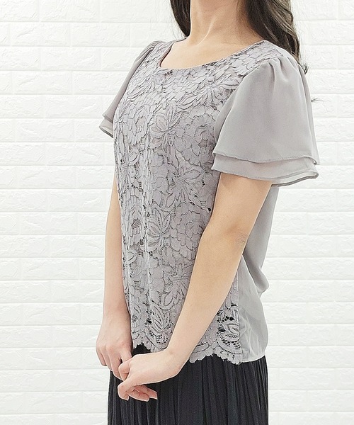 Lace Ladies(レースレディース)の「フロントレース シフォンスリーブ プルオーバー(シャツ/ブラウス・レディース・ホワイト/ネイビー/ブラック/グレー/アイボリー/ベージュ・XL/S/M/L)」の18枚目の写真