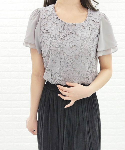 Lace Ladies(レースレディース)の「フロントレース シフォンスリーブ プルオーバー(シャツ/ブラウス・レディース・ホワイト/ネイビー/ブラック/グレー/アイボリー/ベージュ・XL/S/M/L)」の17枚目の写真