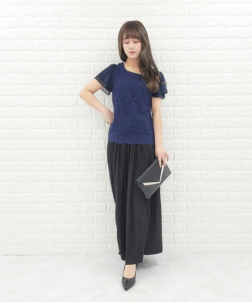 Lace Ladies(レースレディース)の「フロントレース シフォンスリーブ プルオーバー(シャツ/ブラウス・レディース・ホワイト/ネイビー/ブラック/グレー/アイボリー/ベージュ・XL/S/M/L)」の12枚目の写真