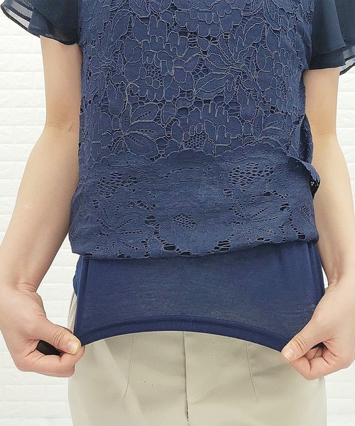 Lace Ladies(レースレディース)の「フロントレース シフォンスリーブ プルオーバー(シャツ/ブラウス・レディース・ホワイト/ネイビー/ブラック/グレー/アイボリー/ベージュ・XL/S/M/L)」の13枚目の写真