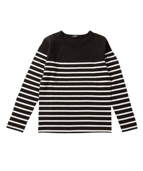 GLAZOS(グラソス)の「パネルボーダー長袖Tシャツ(Tシャツ/カットソー・キッズ・ブラック/ブルー/ワインレッド/ロイヤルブルー/ネイビー/レッド・170cm/160cm/140cm/130cm/150cm)」の2枚目の写真