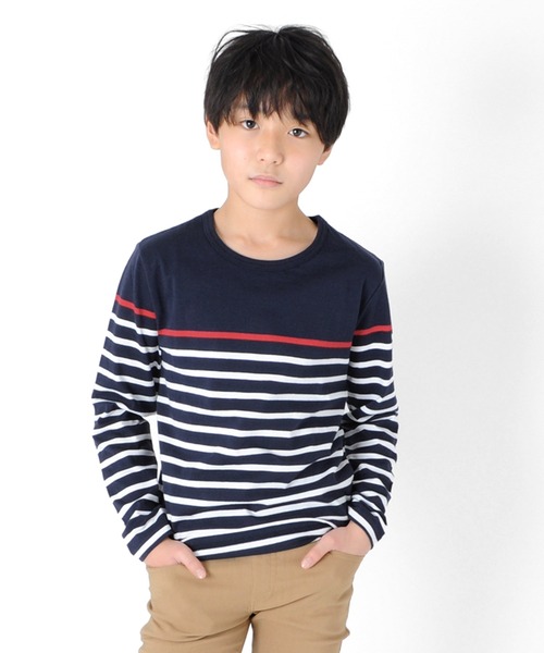 GLAZOS(グラソス)の「パネルボーダー長袖Tシャツ(Tシャツ/カットソー・キッズ・ブラック/ブルー/ワインレッド/ロイヤルブルー/ネイビー/レッド・170cm/160cm/140cm/130cm/150cm)」の6枚目の写真