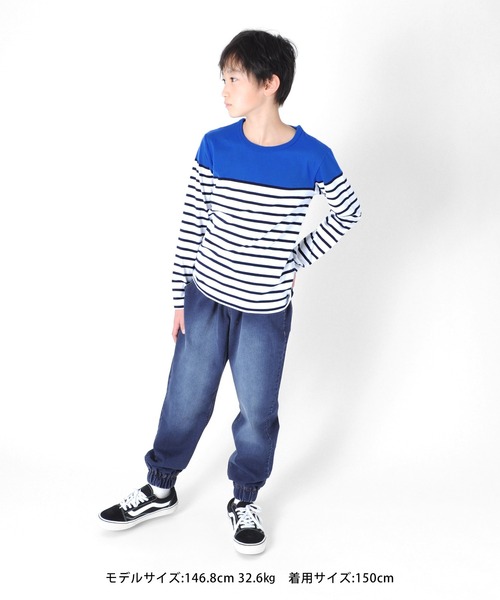GLAZOS(グラソス)の「パネルボーダー長袖Tシャツ(Tシャツ/カットソー・キッズ・ブラック/ブルー/ワインレッド/ロイヤルブルー/ネイビー/レッド・170cm/160cm/140cm/130cm/150cm)」の16枚目の写真