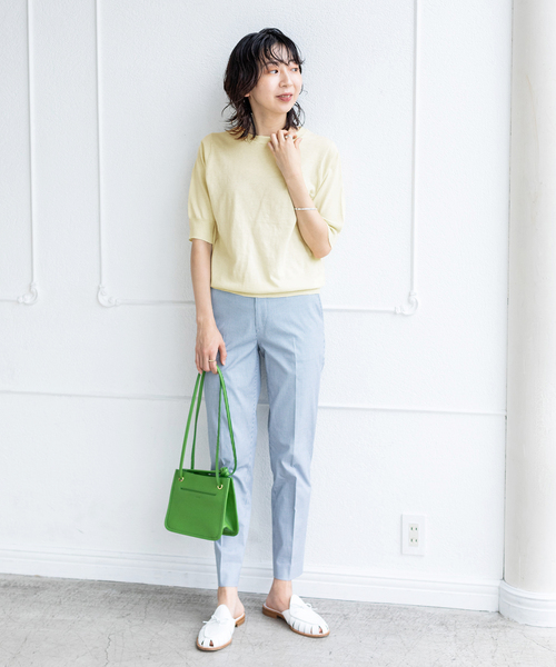 IENA - IENA【イエナ】☆コットン麻半袖クルーネックプルオーバー　新品グリーンB IENA イエナ コットン麻クルーネックプルオーバー 半袖 イエロー