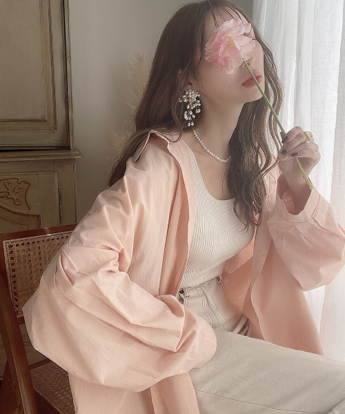 ISOOK(アイスー)の「Over sized tuck shirt / オーバーサイズタックシャツ(meg select)(シャツ/ブラウス)」|ピンク