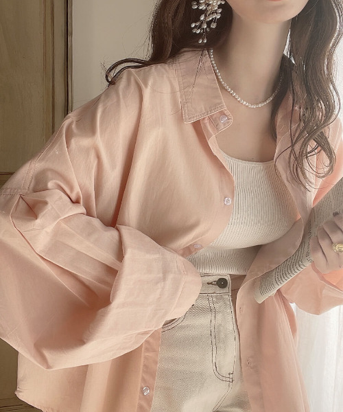 ISOOK(アイスー)の「Over sized tuck shirt / オーバーサイズタックシャツ(meg select)(シャツ/ブラウス・レディース・ピンク/サンドベージュ・FREE)」の3枚目の写真