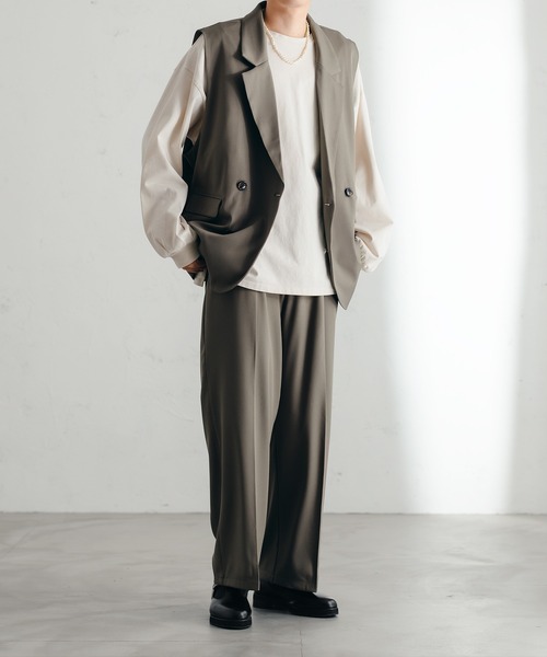 epnok（エプノック）の「1タックワイドパンツ（スラックス・メンズ・ダークブラウン/グレイッシュブルー/ダークベージュ・SMALL/MEDIUM/LARGE）」の11枚目の写真