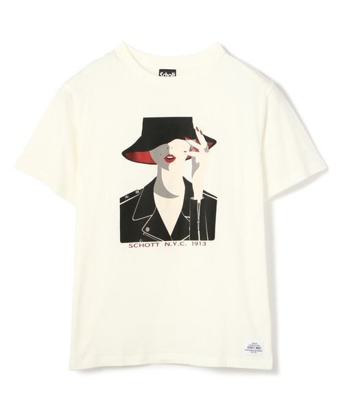schott（ショット）の「【WOMEN'S 】 THE GIRL T-SHIRT/ウィメンズ ガールTシャツ（Tシャツ/カットソー・レディース・ブラック/オフホワイト・FREE）」の7枚目の写真