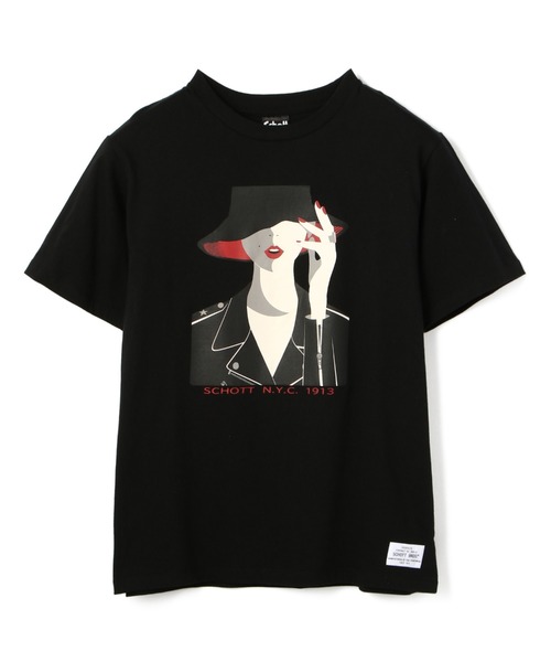 schott（ショット）の「【WOMEN'S 】 THE GIRL T-SHIRT/ウィメンズ ガールTシャツ（Tシャツ/カットソー・レディース・ブラック/オフホワイト・FREE）」の14枚目の写真
