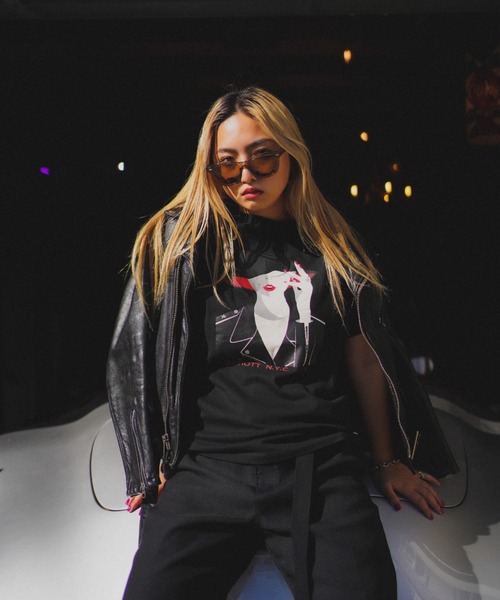 schott（ショット）の「【WOMEN'S 】 THE GIRL T-SHIRT/ウィメンズ ガールTシャツ（Tシャツ/カットソー・レディース・ブラック/オフホワイト・FREE）」の6枚目の写真