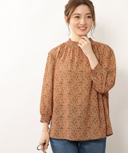 DRESKIP（ドレスキップ）の「◆【洗濯機可】シャーリング使いプリントブラウス（シャツ/ブラウス・レディース・ベージュ系その他2/グリーン系その他5/ホワイト系3/ホワイト系8/ネイビー系5/オレンジ系5・02/03/04）」の17枚目の写真