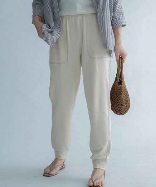 FORK&SPOON（フォークアンドスプーン）の「FORK&SPOON　イージーカットパンツ（その他パンツ・レディース・アイボリー/ブラック・1）」の6枚目の写真