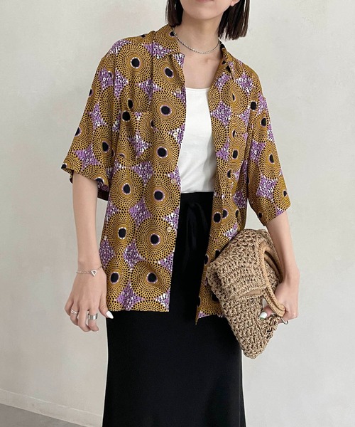 CAPRICIEUX LE'MAGE(カプリシューレマージュ)の「アフリカンレーヨンシャツ(シャツ/ブラウス・レディース・イエロー/グリーン・M)」の12枚目の写真