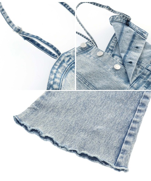 ANAP kids（アナップキッズ）の「バックレースアップフレアサロペット（サロペット/オーバーオール・キッズ・ライトブルー/ブラック・110cm/120cm/130cm）」の7枚目の写真