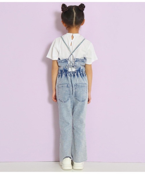 ANAP kids（アナップキッズ）の「バックレースアップフレアサロペット（サロペット/オーバーオール・キッズ・ライトブルー/ブラック・110cm/120cm/130cm）」の5枚目の写真