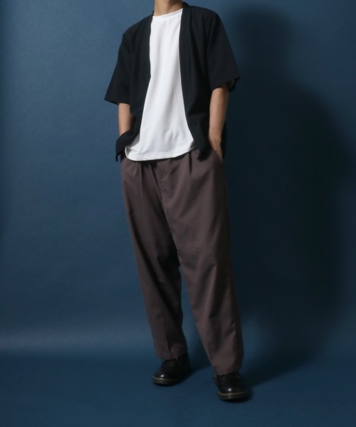 ANPAS（アンパス）の「Georgette Buttonless Loose Cardigan/ジョーゼット ボタンレス 5分袖 ルーズカーディガン（カーディガン/ボレロ・メンズ・ブラック/ライトグレー/ネイビー・LL/M/L）」の5枚目の写真