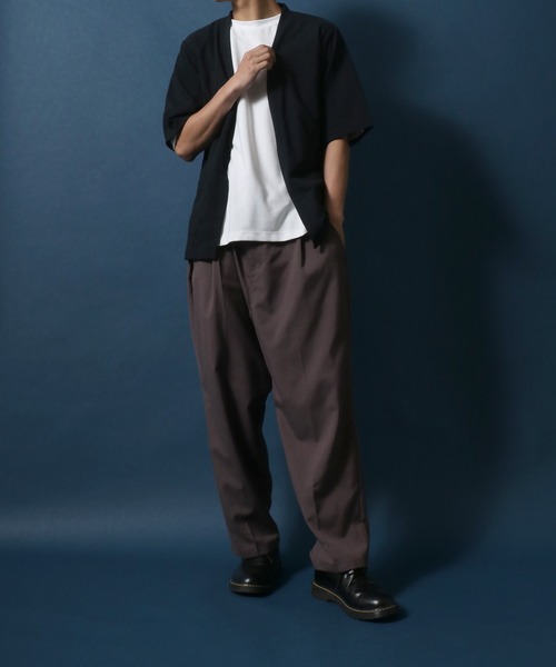 ANPAS（アンパス）の「Georgette Buttonless Loose Cardigan/ジョーゼット ボタンレス 5分袖 ルーズカーディガン（カーディガン/ボレロ・メンズ・ブラック/ライトグレー/ネイビー・LL/M/L）」の4枚目の写真