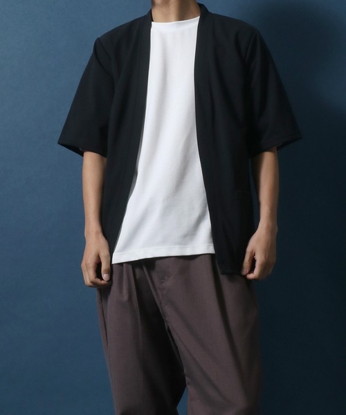 ANPAS（アンパス）の「Georgette Buttonless Loose Cardigan/ジョーゼット ボタンレス 5分袖 ルーズカーディガン（カーディガン/ボレロ・メンズ・ブラック/ライトグレー/ネイビー・LL/M/L）」の10枚目の写真
