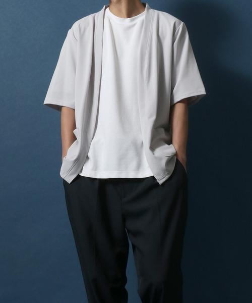 ANPAS（アンパス）の「Georgette Buttonless Loose Cardigan/ジョーゼット ボタンレス 5分袖 ルーズカーディガン（カーディガン/ボレロ・メンズ・ブラック/ライトグレー/ネイビー・LL/M/L）」の11枚目の写真