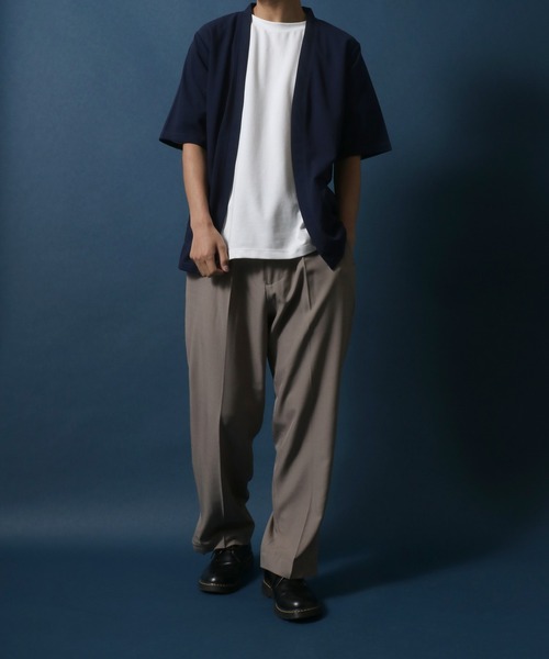 ANPAS（アンパス）の「Georgette Buttonless Loose Cardigan/ジョーゼット ボタンレス 5分袖 ルーズカーディガン（カーディガン/ボレロ・メンズ・ブラック/ライトグレー/ネイビー・LL/M/L）」の9枚目の写真