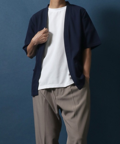 ANPAS（アンパス）の「Georgette Buttonless Loose Cardigan/ジョーゼット ボタンレス 5分袖 ルーズカーディガン（カーディガン/ボレロ・メンズ・ブラック/ライトグレー/ネイビー・LL/M/L）」の12枚目の写真